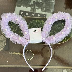 Claire's Lilac Bunny Ear Headband with Pearls